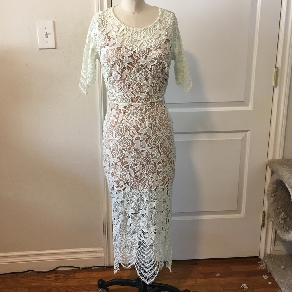 For Love & Lemons Mint Lace Midi w/ Slip M